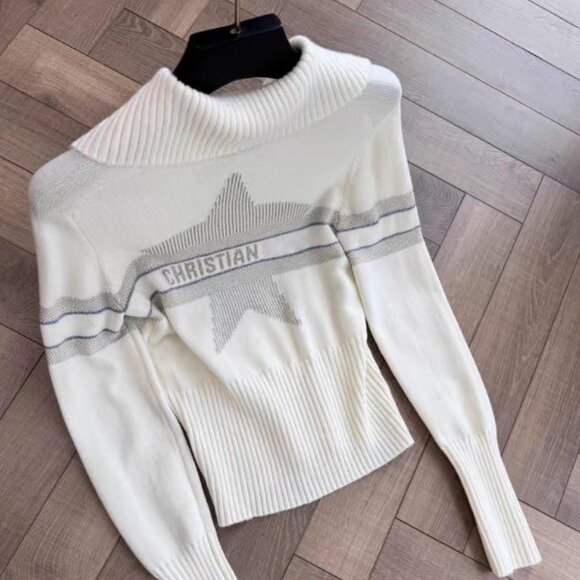 Dior Beige Cashmere-Blend Mock Neck Knitwear - Picture 2 of 4